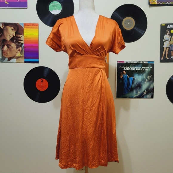 Banana Republic | Orange Silk Wrap Dress - Picture 1 of 8